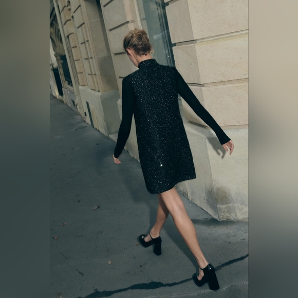 Zara Sequined Textured Mini Dress - Picture 5 of 16